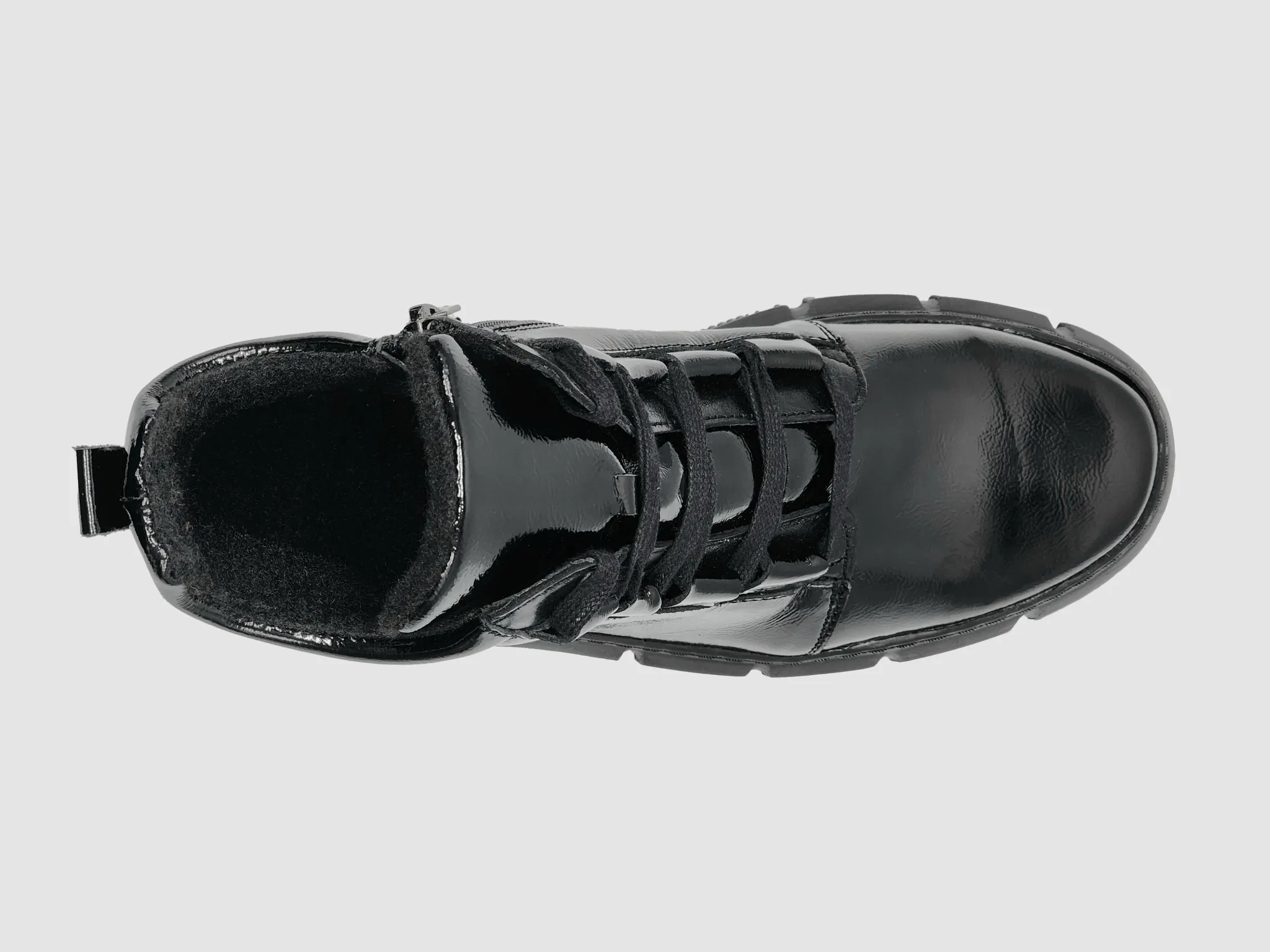 Women's Helios Ino Fleece-Lined Zip-Up Leather Boots - Gloss Black