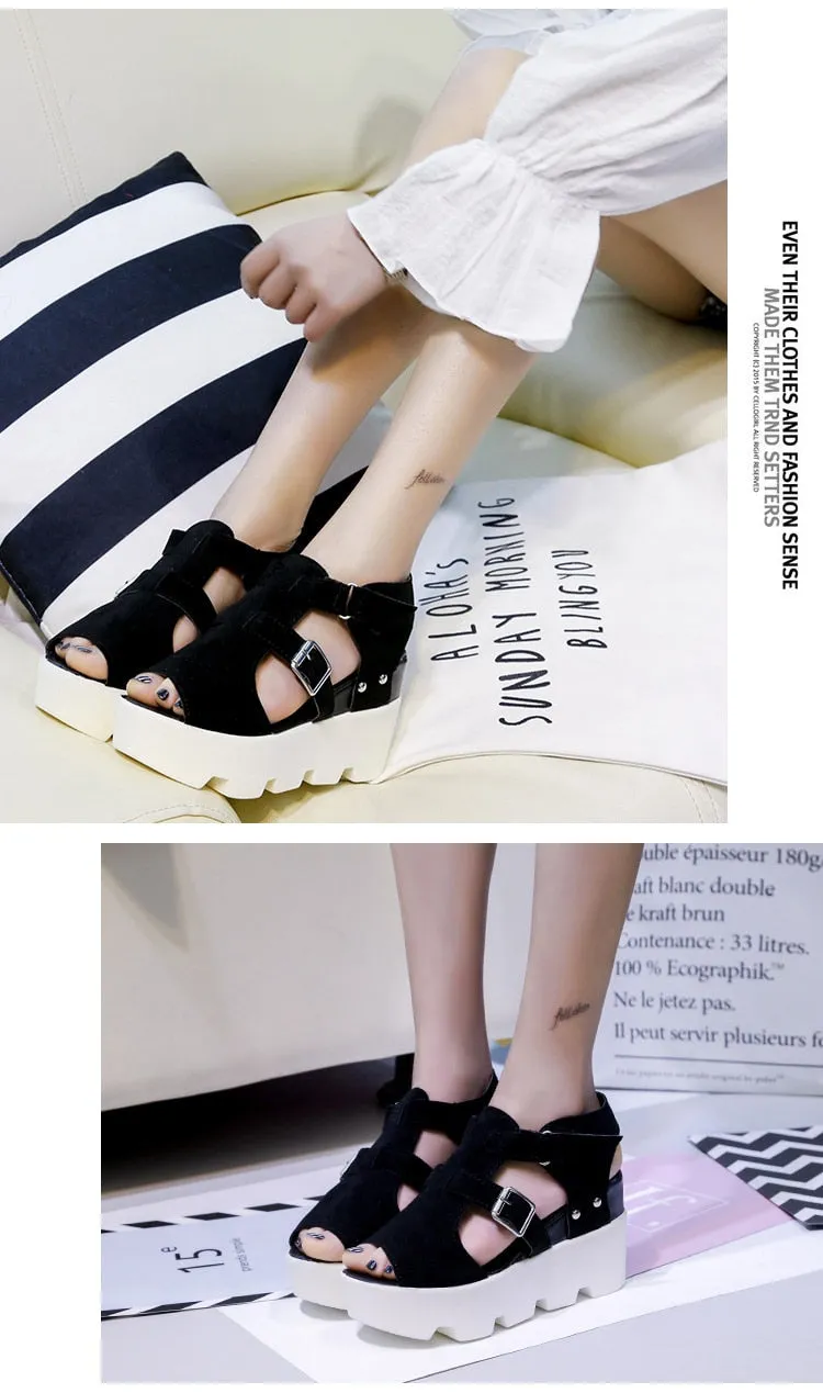 Women's High Heel Casual footwear flip flops Open Toe Platform Gladiator Sandals