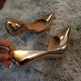 Women's Metallic Leather Stiletto Pumps