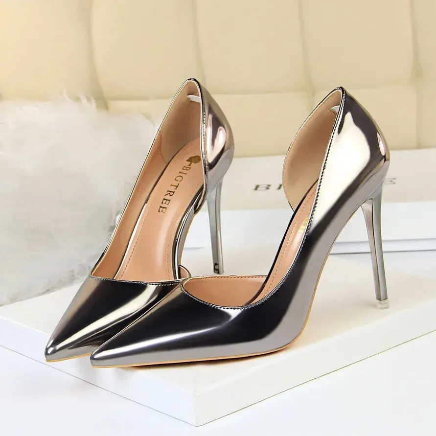 Women's Metallic Leather Stiletto Pumps