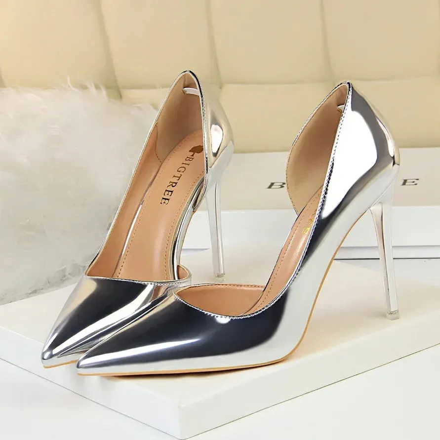 Women's Metallic Leather Stiletto Pumps
