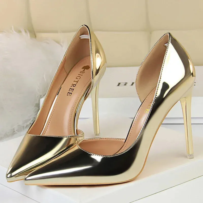 Women's Metallic Leather Stiletto Pumps