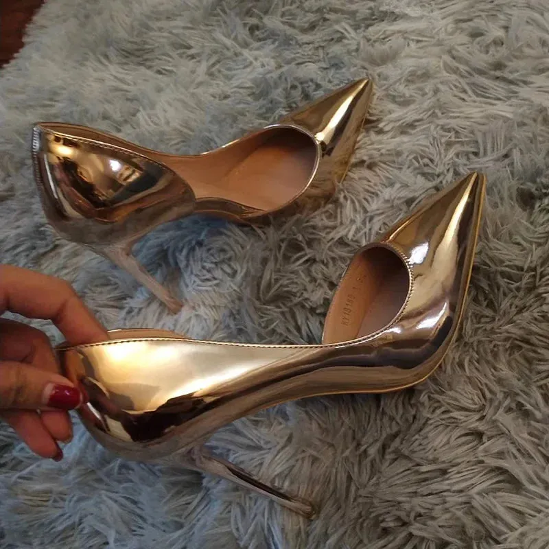 Women's Metallic Leather Stiletto Pumps