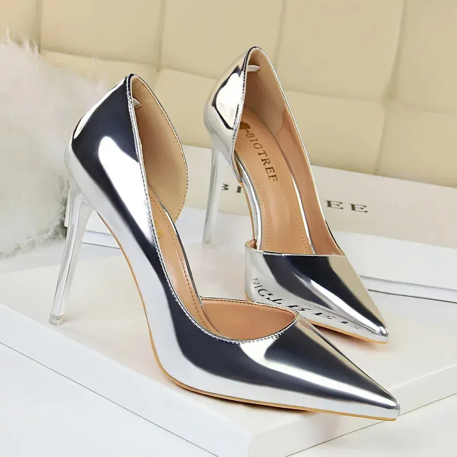 Women's Metallic Leather Stiletto Pumps