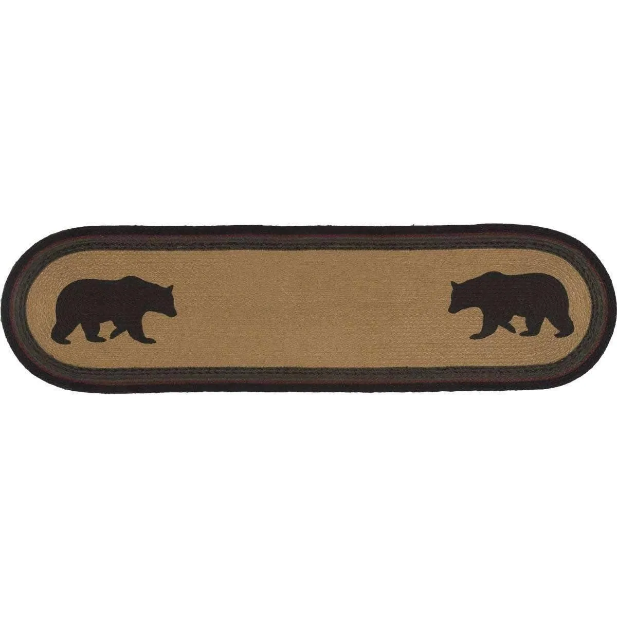 Wyatt Stenciled Bear Jute Runner Oval 13x48 VHC Brands