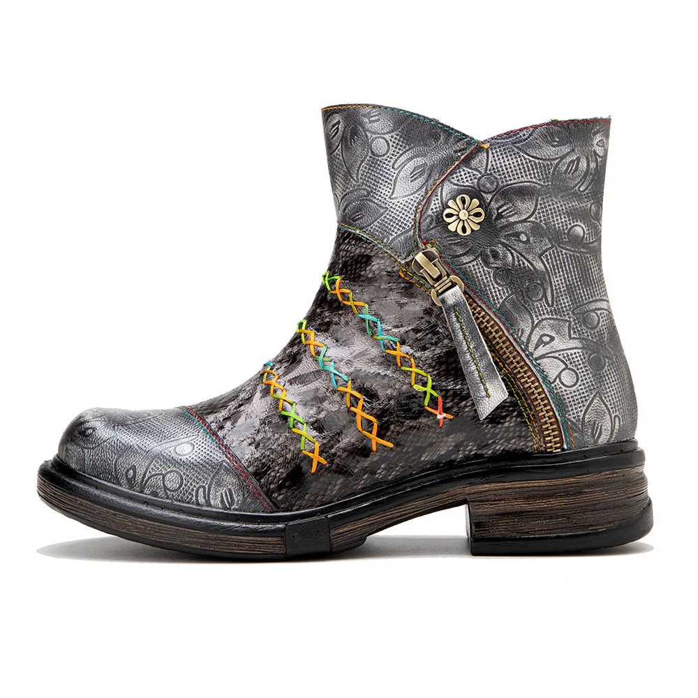 Zalor Hippie Vintage Boho Leather Boots for Women