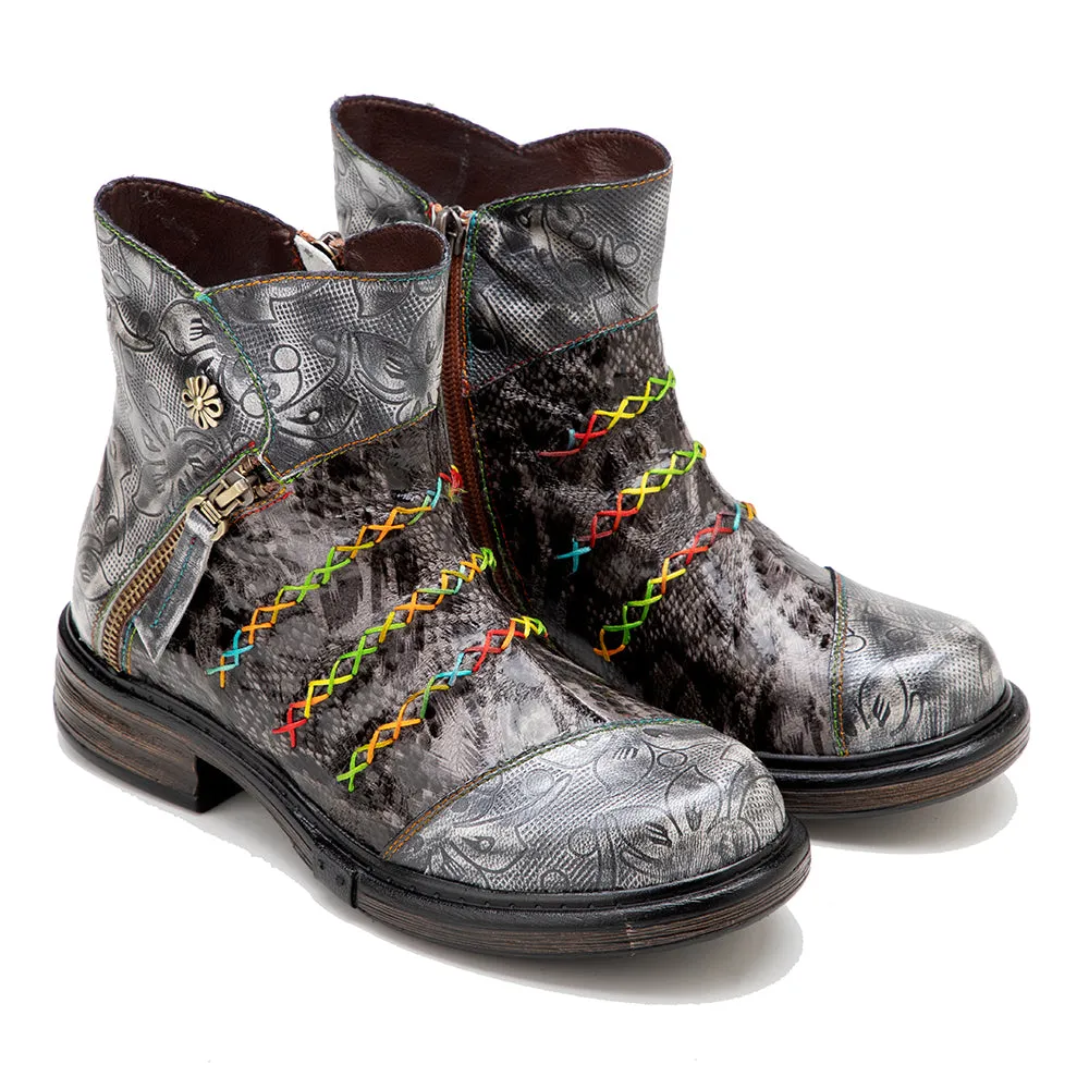 Zalor Hippie Vintage Boho Leather Boots for Women