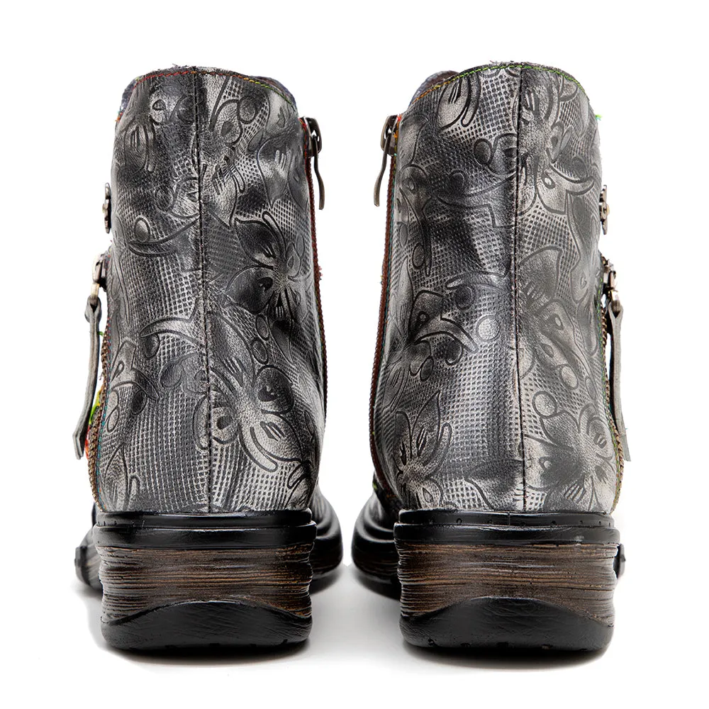 Zalor Hippie Vintage Boho Leather Boots for Women