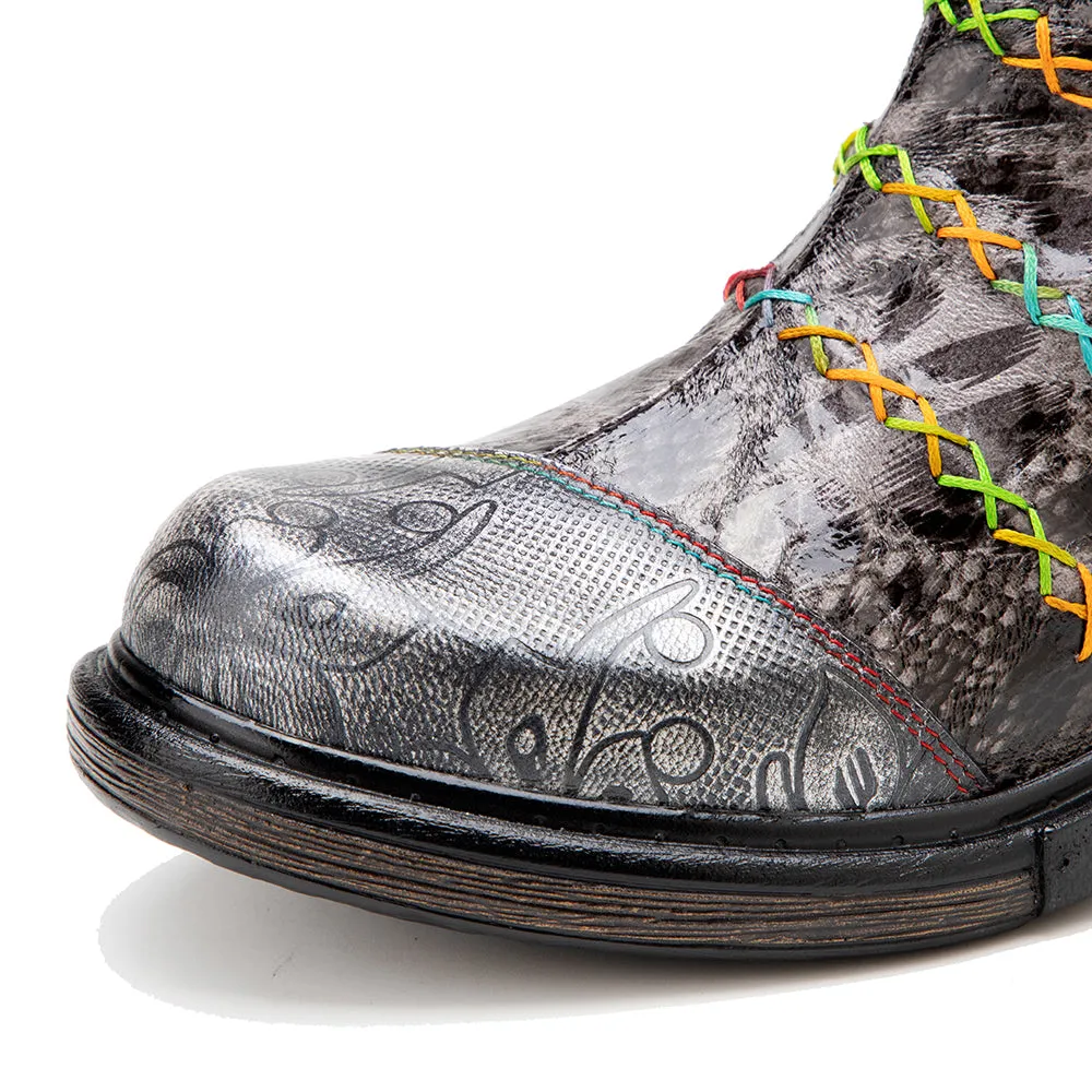 Zalor Hippie Vintage Boho Leather Boots for Women