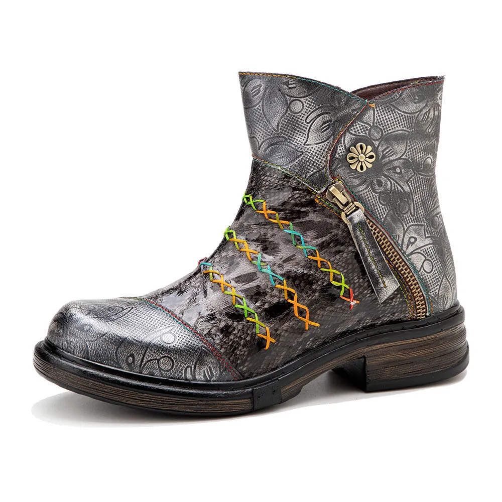Zalor Hippie Vintage Boho Leather Boots for Women