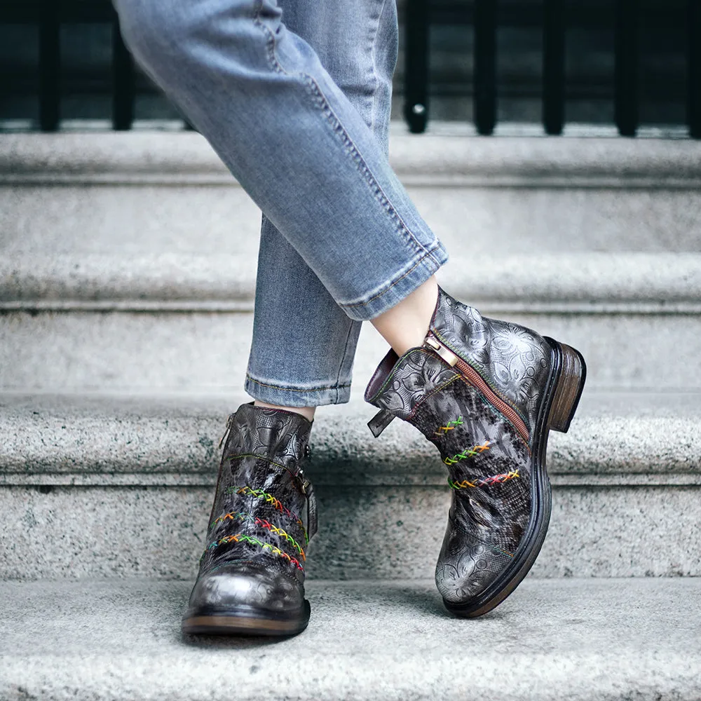 Zalor Hippie Vintage Boho Leather Boots for Women