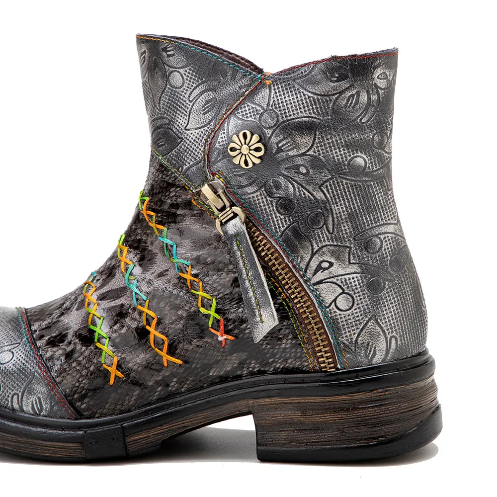 Zalor Hippie Vintage Boho Leather Boots for Women