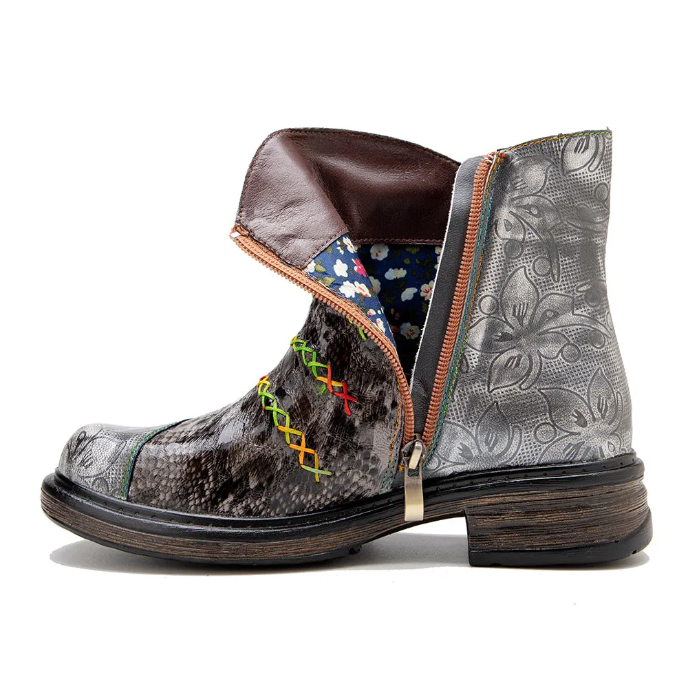 Zalor Hippie Vintage Boho Leather Boots for Women